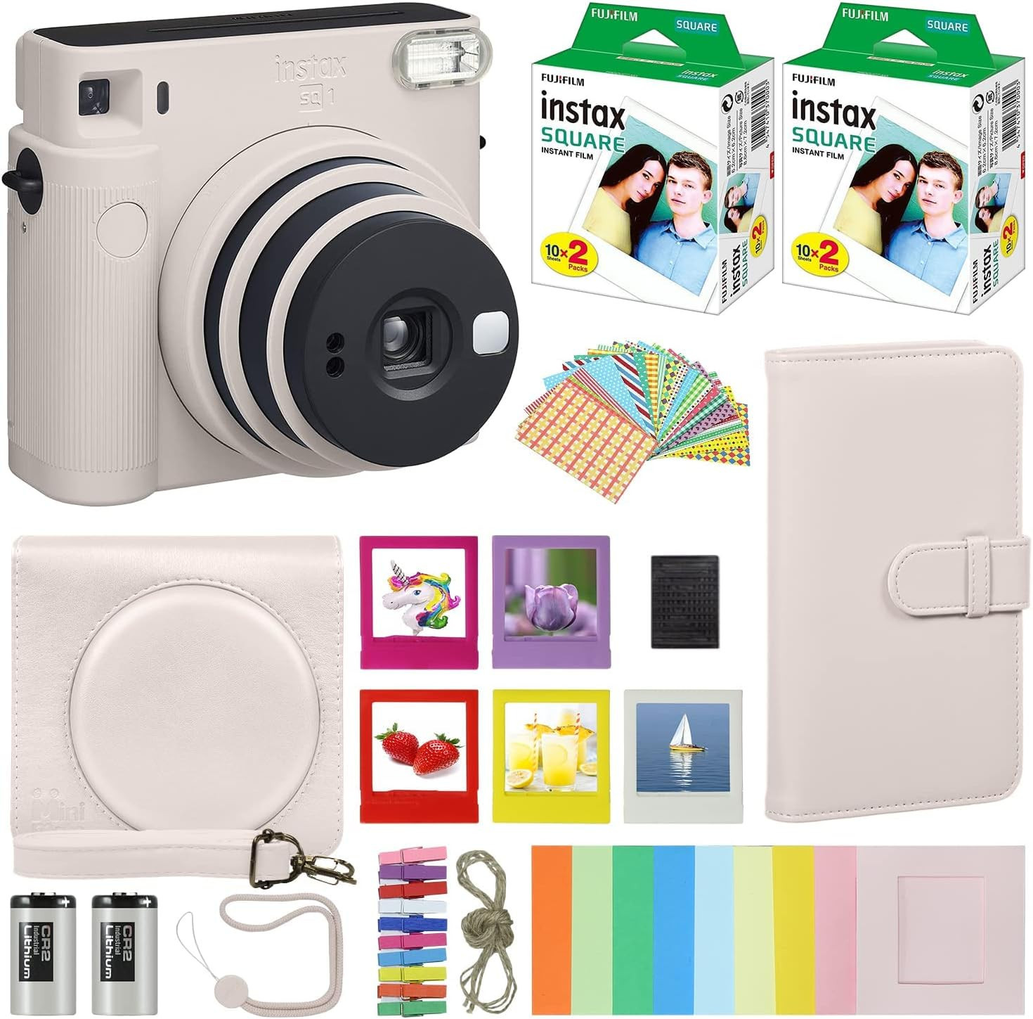 Fujifilm Instax Square SQ1 Instant Camera Chalk White with Carrying Case + Fuji Instax Film Value... | Amazon (US)