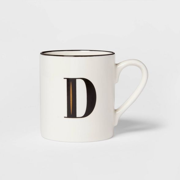 16oz Stoneware Monogram D Mug White - Threshold™ | Target