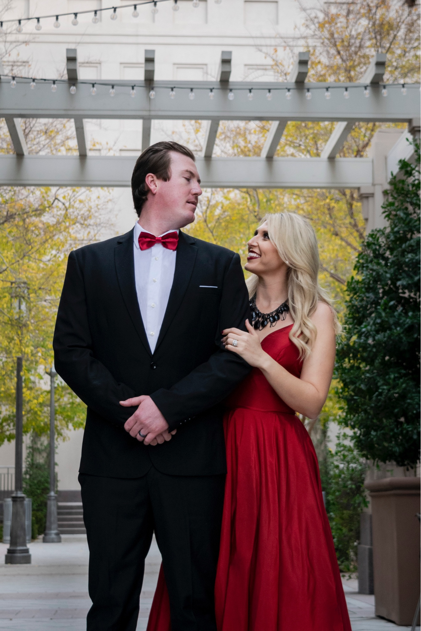 black tux with red dress Crescent Brocade Bowtie Black main image 1