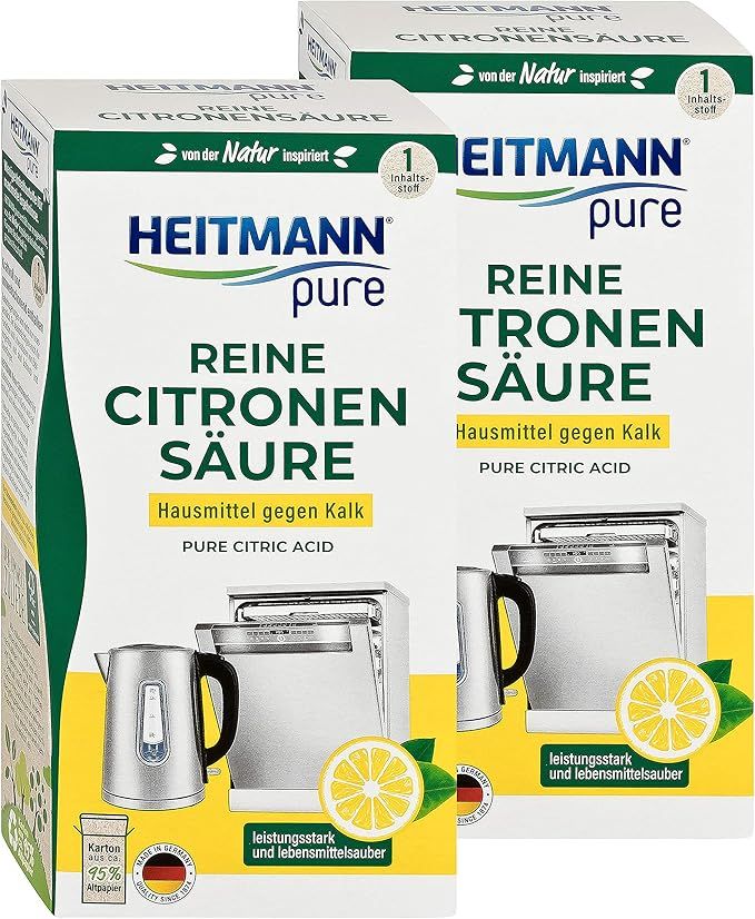 HEITMANN pure Reine Citronensäure: Ökologischer Bio-Entkalker - Pulver, 2x 350 g | Amazon (DE)