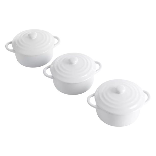 Martha Stewart Mini Casserole Set with Lids, 3-Pack (Stoneware , White) - Walmart.com | Walmart (US)