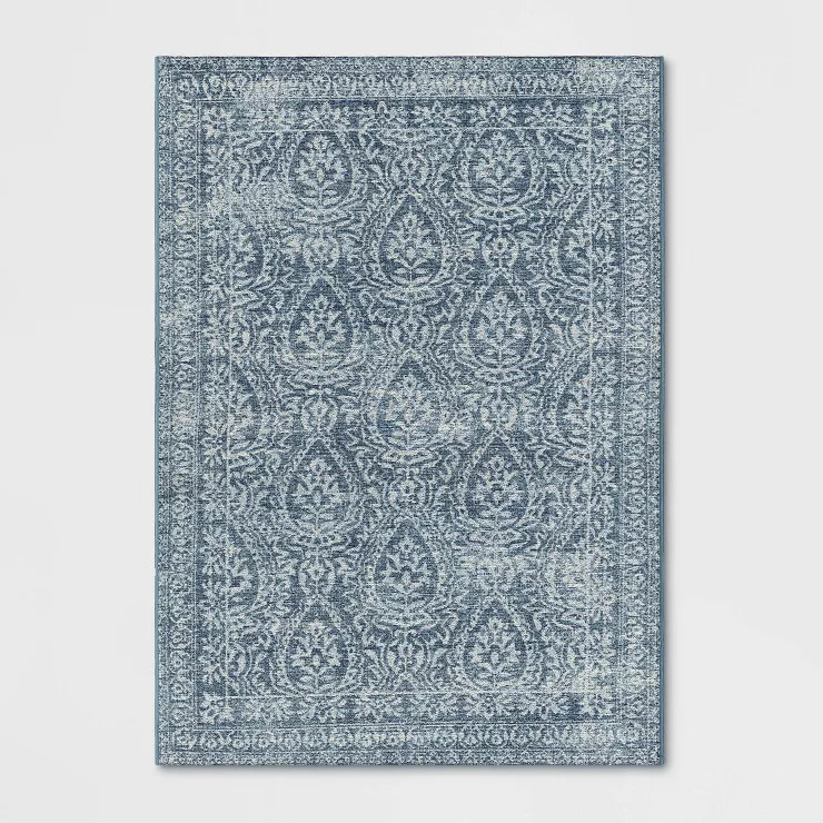 Block Print Paisley Outdoor Rug Indigo - Threshold™ | Target