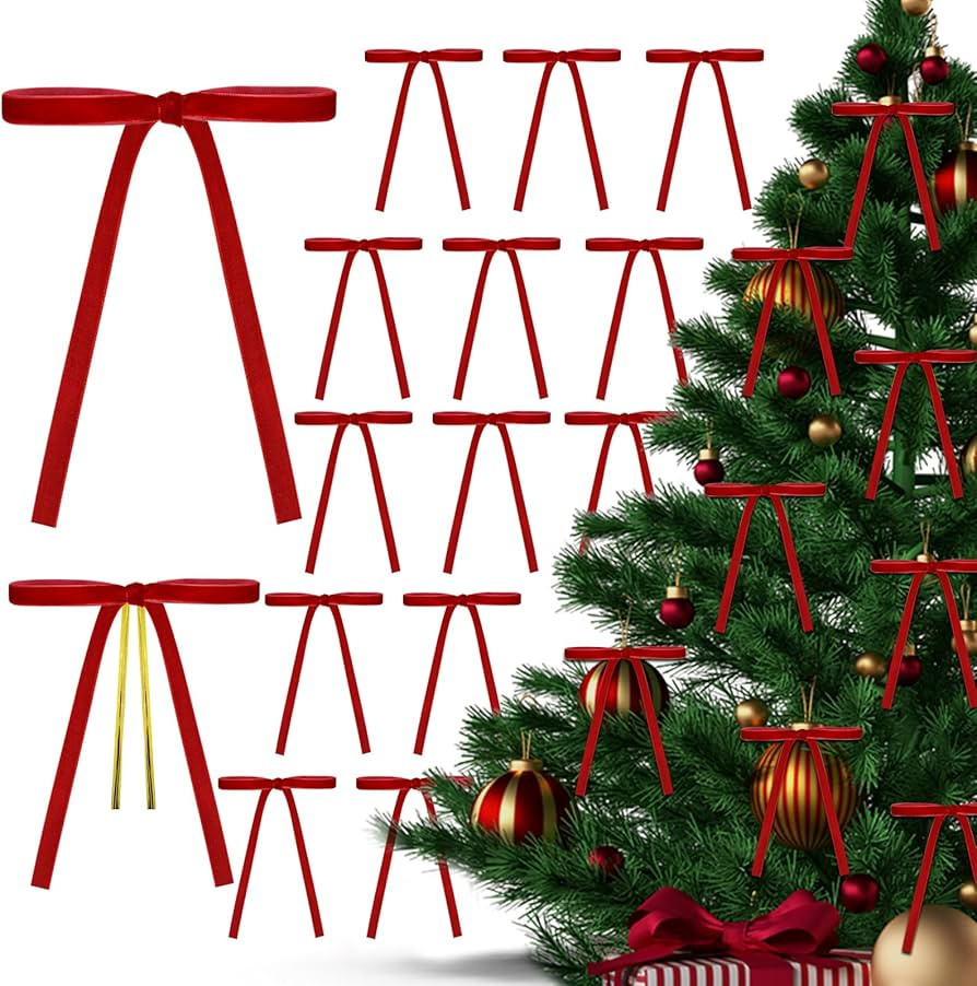 24 Pcs Velvet Christmas Bows - 5 x 7 Inch Vintage Rustic Ribbon Bows for Wreaths, Garlands, Gifts... | Amazon (US)