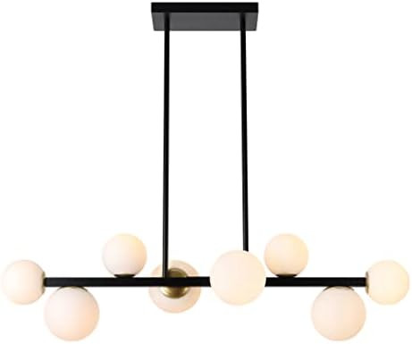 Black Modern Chandelier 8 Lights, Globe Mid Century Chandelier Light Fixture Ceiling Hanging, Lin... | Amazon (US)