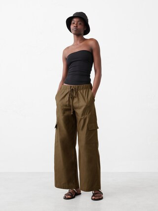 Wide-Leg High-Rise Cargo Pull-On Pant | Banana Republic Factory