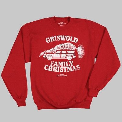 Men's National Lampoon Christmas Vacation Fleece Pullover Sweater - Red | Target