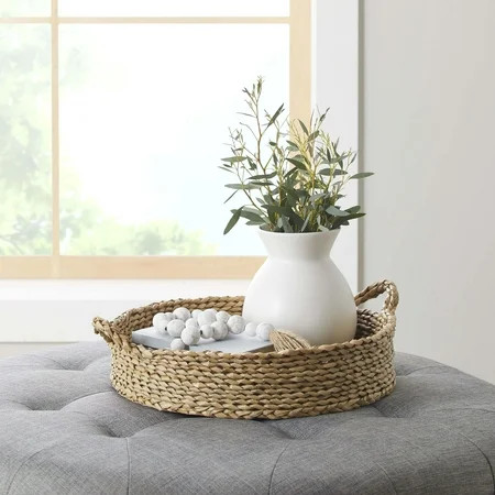Better Homes & Gardens 16" Round Natural Colored Water Hyacinth Woven Tray | Walmart (US)