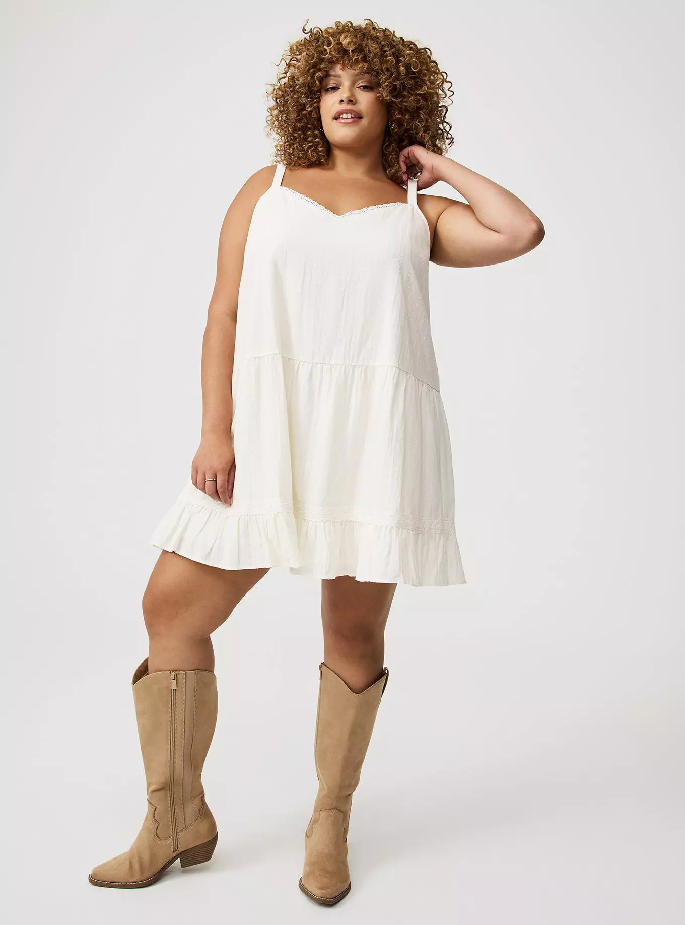 Mini Drop-Waist Lace-Trim Dress | Torrid (US & Canada)