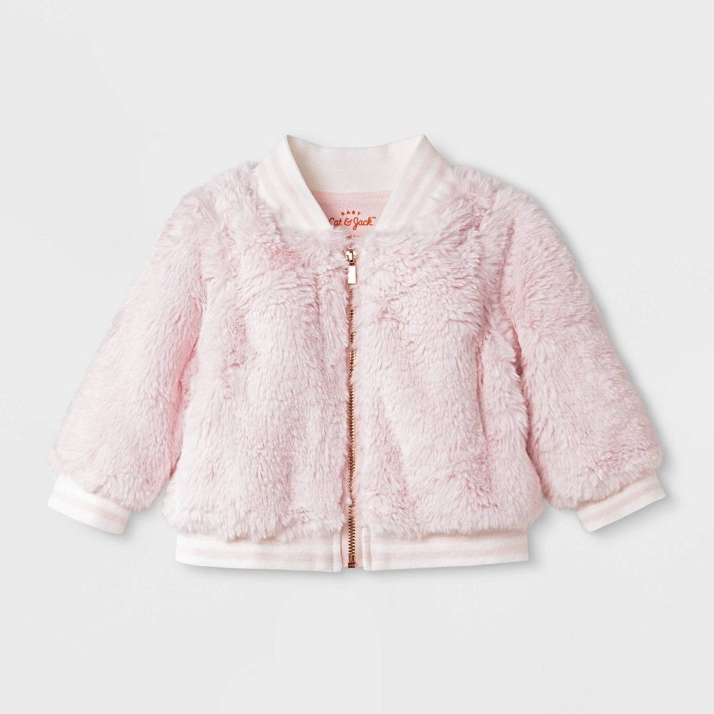 Baby Girls' Faux Fur Jacket - Cat & Jack Pink 12M, Girl's, Size: Small | Target