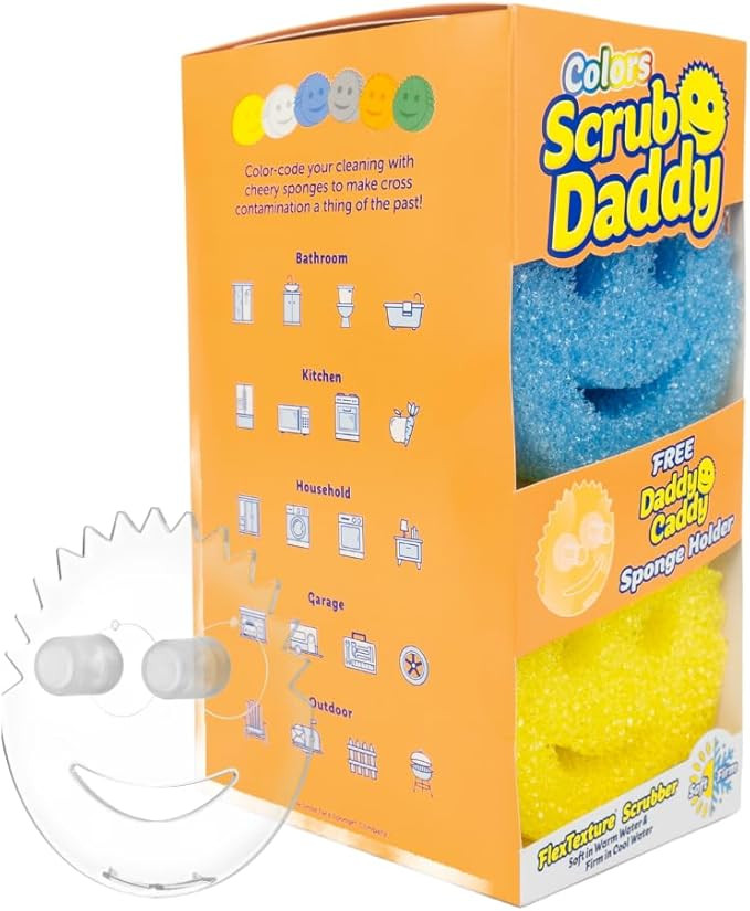 Scrub Daddy 6 Kitchen Sponges & 1 Daddy Caddy Dish Sponge Holder - BPA Free & Made with Polymer F... | Amazon (US)