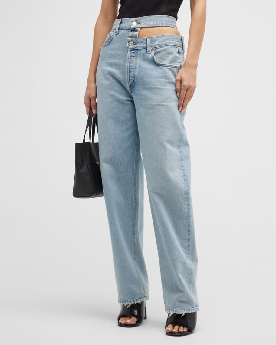 AGOLDE Straight Broken Waistband Jeans | Neiman Marcus