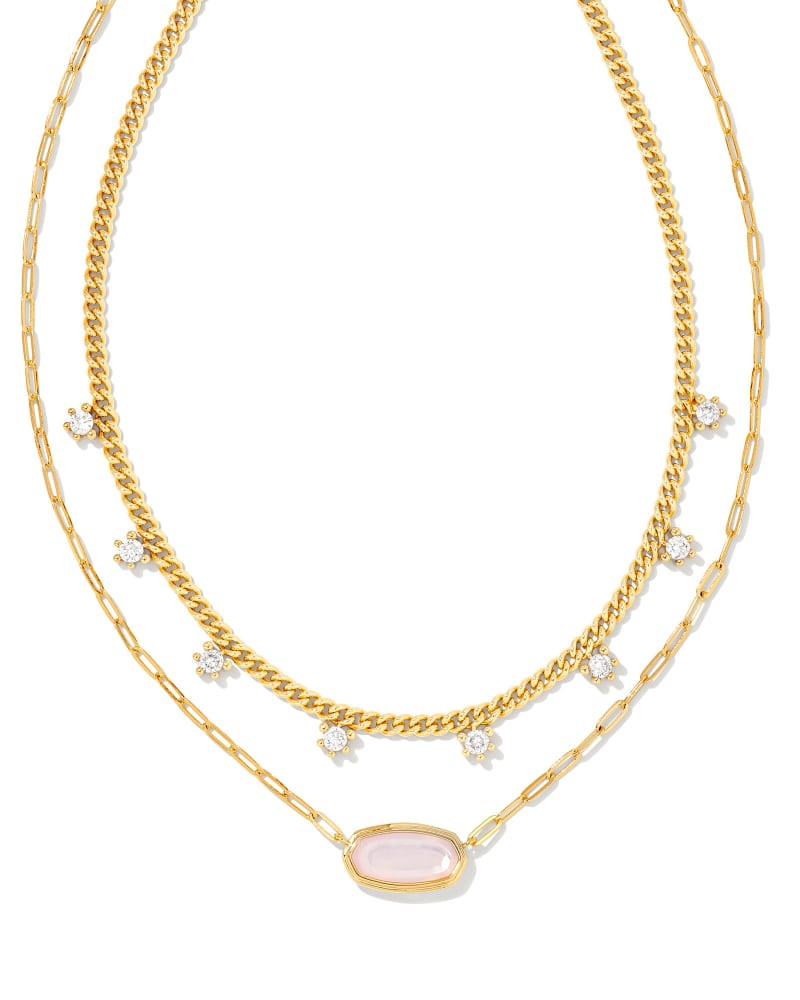 Framed Elisa Gold Multi Strand Necklace in Pink Opalite Illusion | Kendra Scott