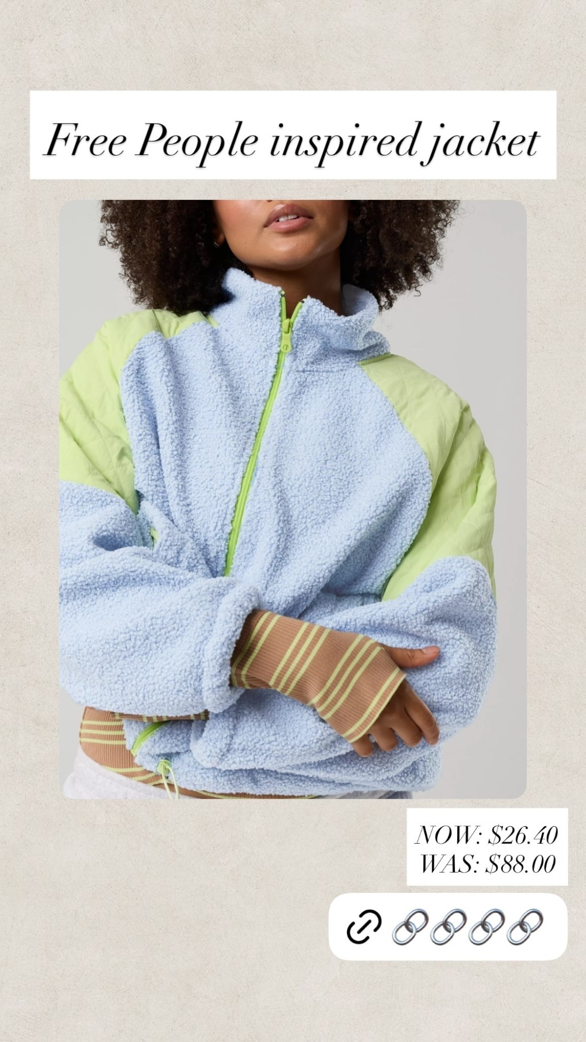 Free People inspired jacket NOW: $26.40
WAS: $88.00