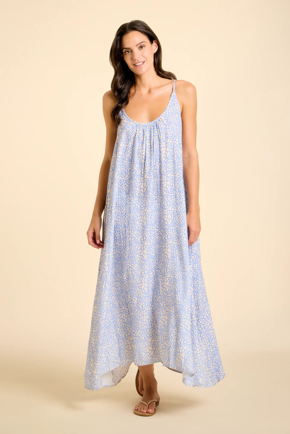 Malfi Dress - Blue & Cream Animal Print | Sitano