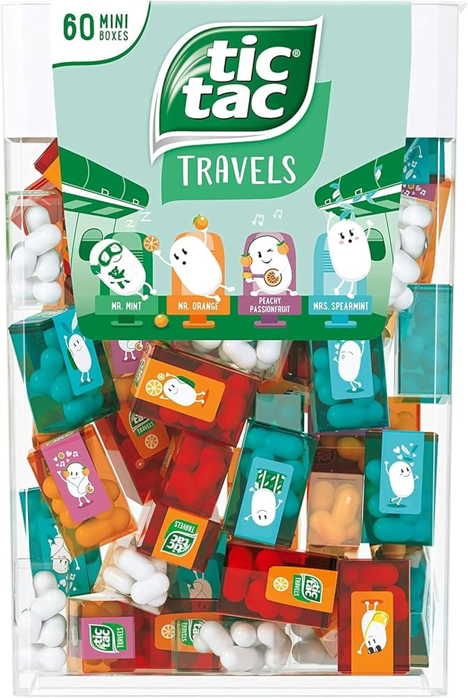 TIC TAC Box with 60 Mini Boxes (Mint, Orange, Spearmint, Peach and Passion fruit) 234g by Tic Tac | Amazon (US)