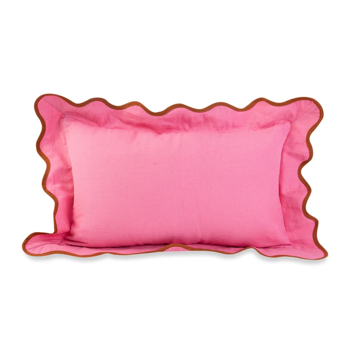 Furbish Studio - Darcy Linen Lumbar Pillow - Light Pink + Rust | Furbish Studio