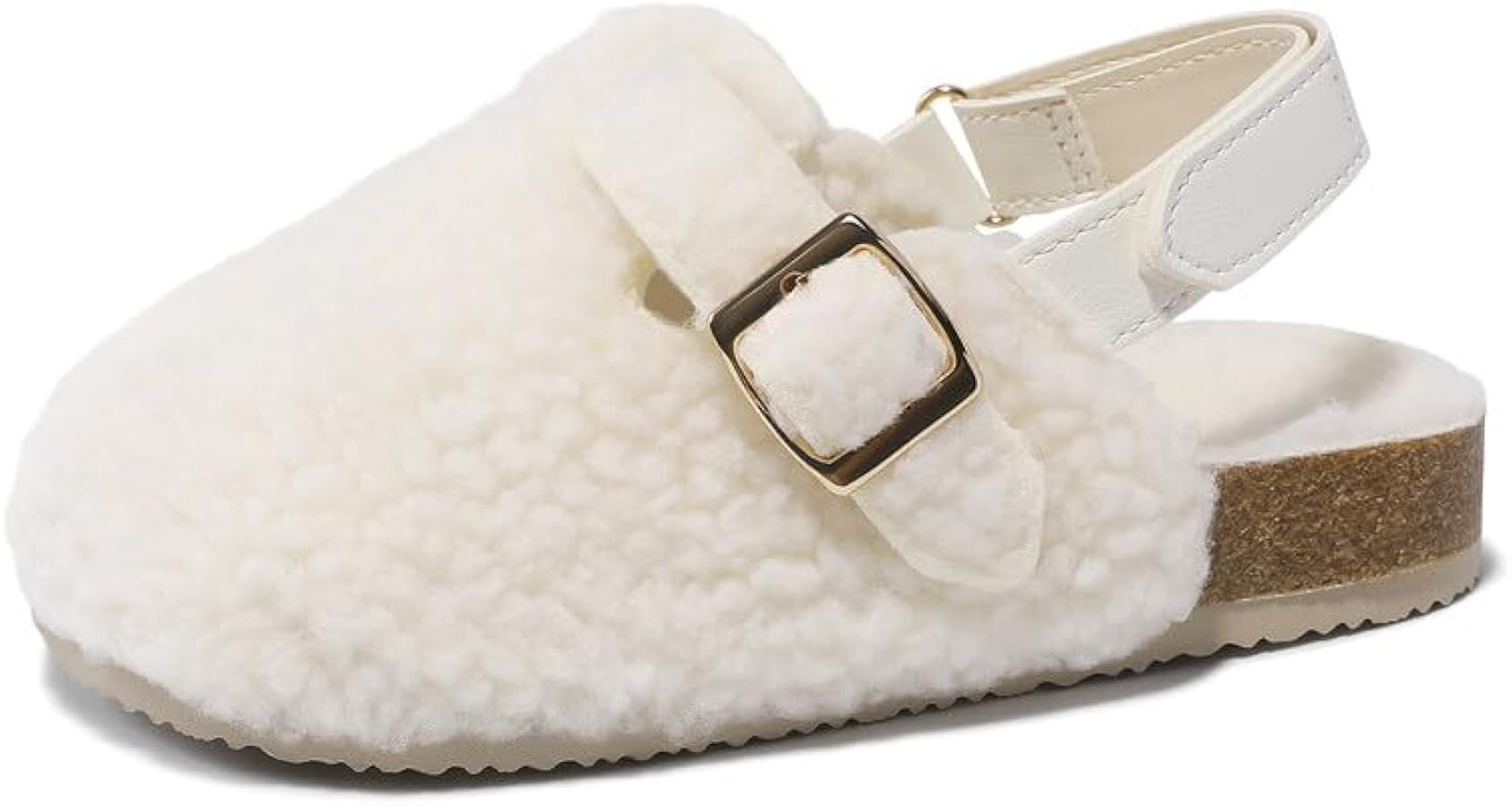 HOMEHOT Girls Clogs Big Girls Fur Sandals Cork Adjustable Buckle Mules Cork Footbed | Amazon (US)