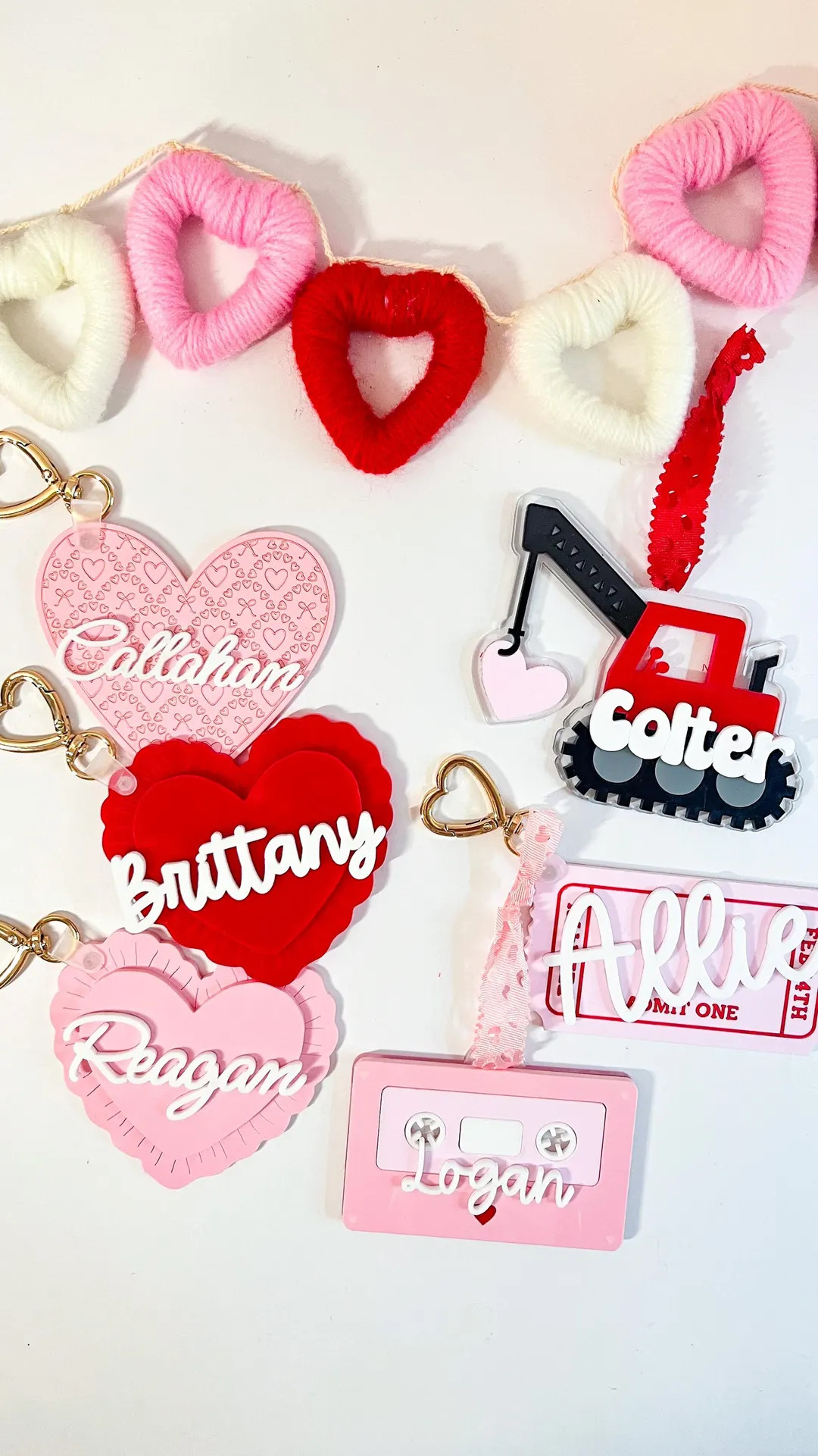 Personalized Ruffle Heart Valentine Gift Tag | Custom Acrylic Name Tag | Layered Heart | Classroo... | Etsy (US)