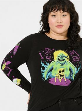 Disney Nightmare Before Christmas Oogie Boogie Classic Fit Long Sleeve Top | Torrid (US & Canada)