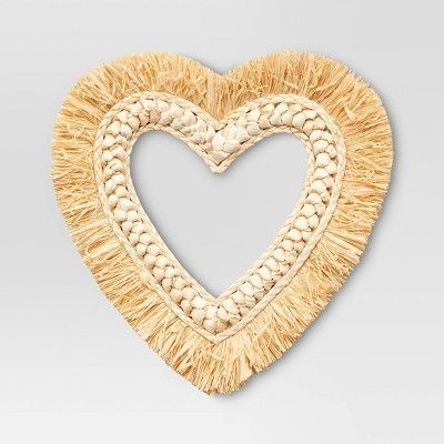 Embellished Raffia Heart Wreath Natural - Threshold&#8482; | Target