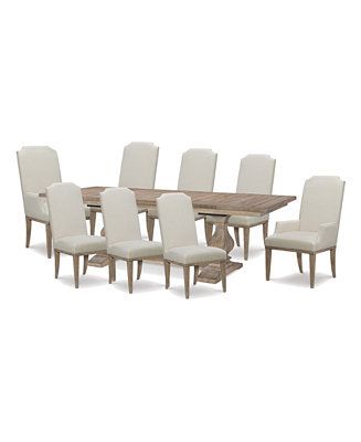 Rachael Ray Monteverdi II 9-Pc. Dining Set (Rectangular Table, 6 Upholstered Side Chairs & 2 Upho... | Macy's