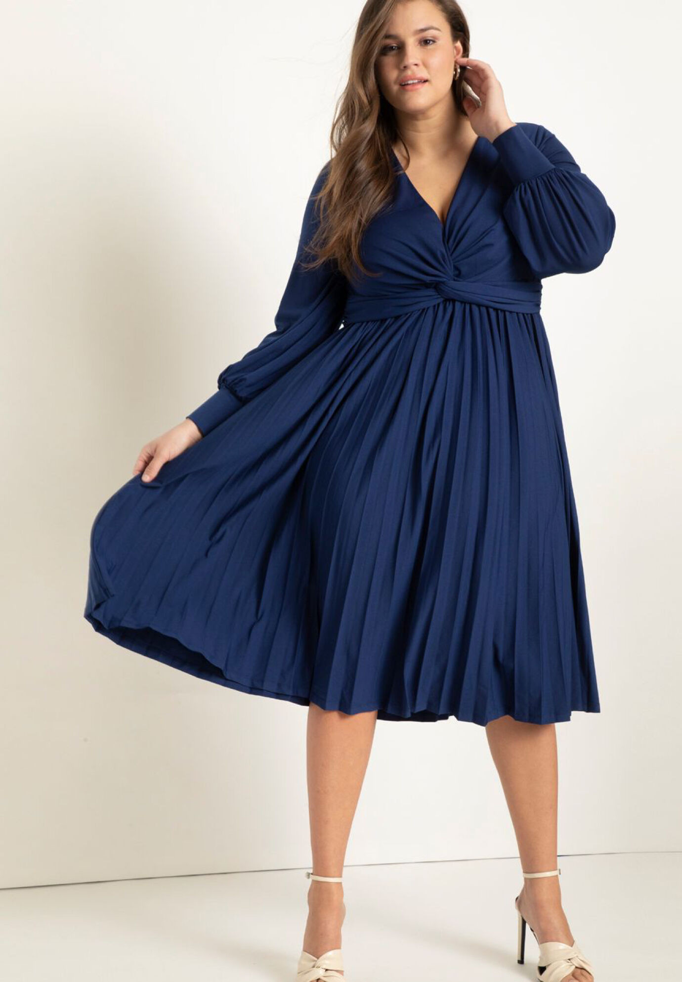 Knot Front Pleated Skirt Dress | Eloquii