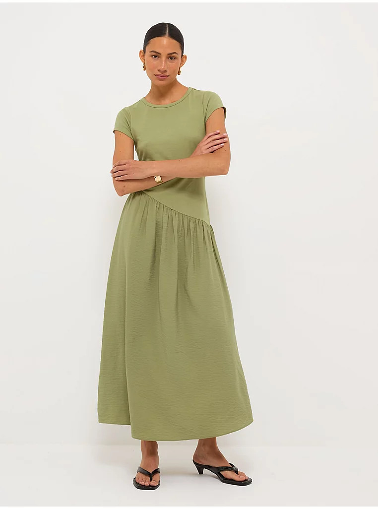Green 2 In 1 Short Sleeve Midi Dress | George