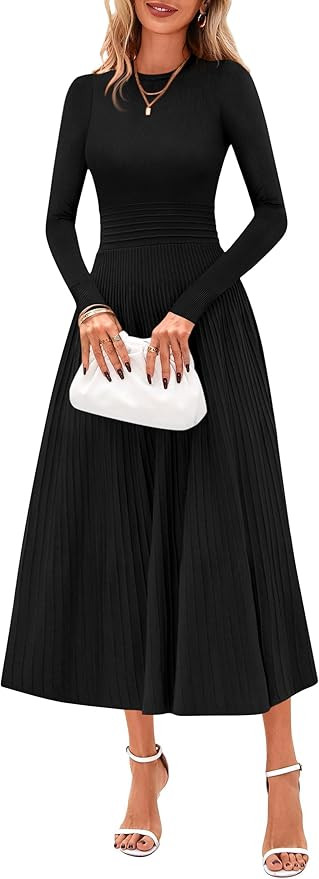 PRETTYGARDEN Womens Sweater Dress 2026 Long Sleeve Elegant Knit A Line Fall Wedding Guest Cocktai... | Amazon (US)