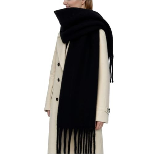 BLATIAL Womens Scarf Winter Big Colorful Checked Thick Warm Soft Scarves Casual Tassel Blanket Scarf,Black | Amazon (US)