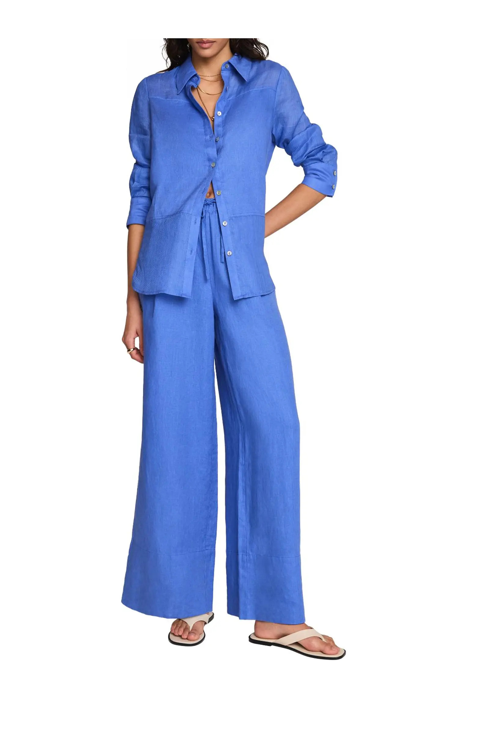 Linen Drawstring Wide Leg Trousers | Nordstrom