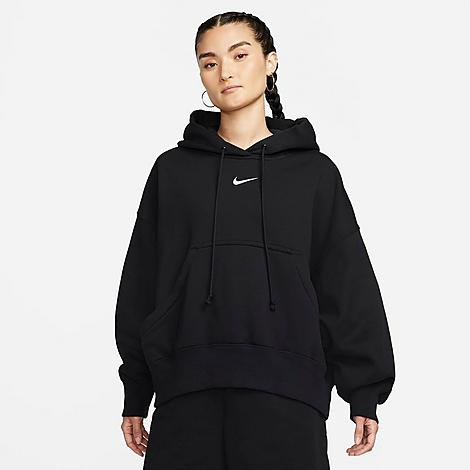 Nike Women's Sportswear Phoenix Fleece Over-Oversized Pullover Hoodie in Black/Sail Size: Small | Finish Line (US)