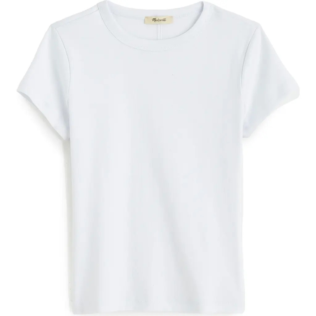 Madewell The '90s Crewneck Compact Cotton T-Shirt in White at Nordstrom, Size Small | Nordstrom