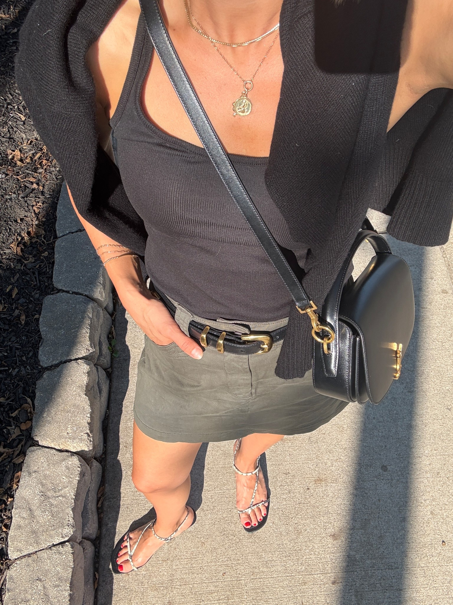 Wearing 24 skirt (runs big), small tank, small cashmere sweater, sandals tts

#LTKStyleTip #LTKOver40 #LTKFindsUnder100