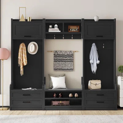 4-in-1 Detachable Entryway Hall Tree with Storage Cabinets, Drawers & Hooks, 78x16x70 | Wayfair North America