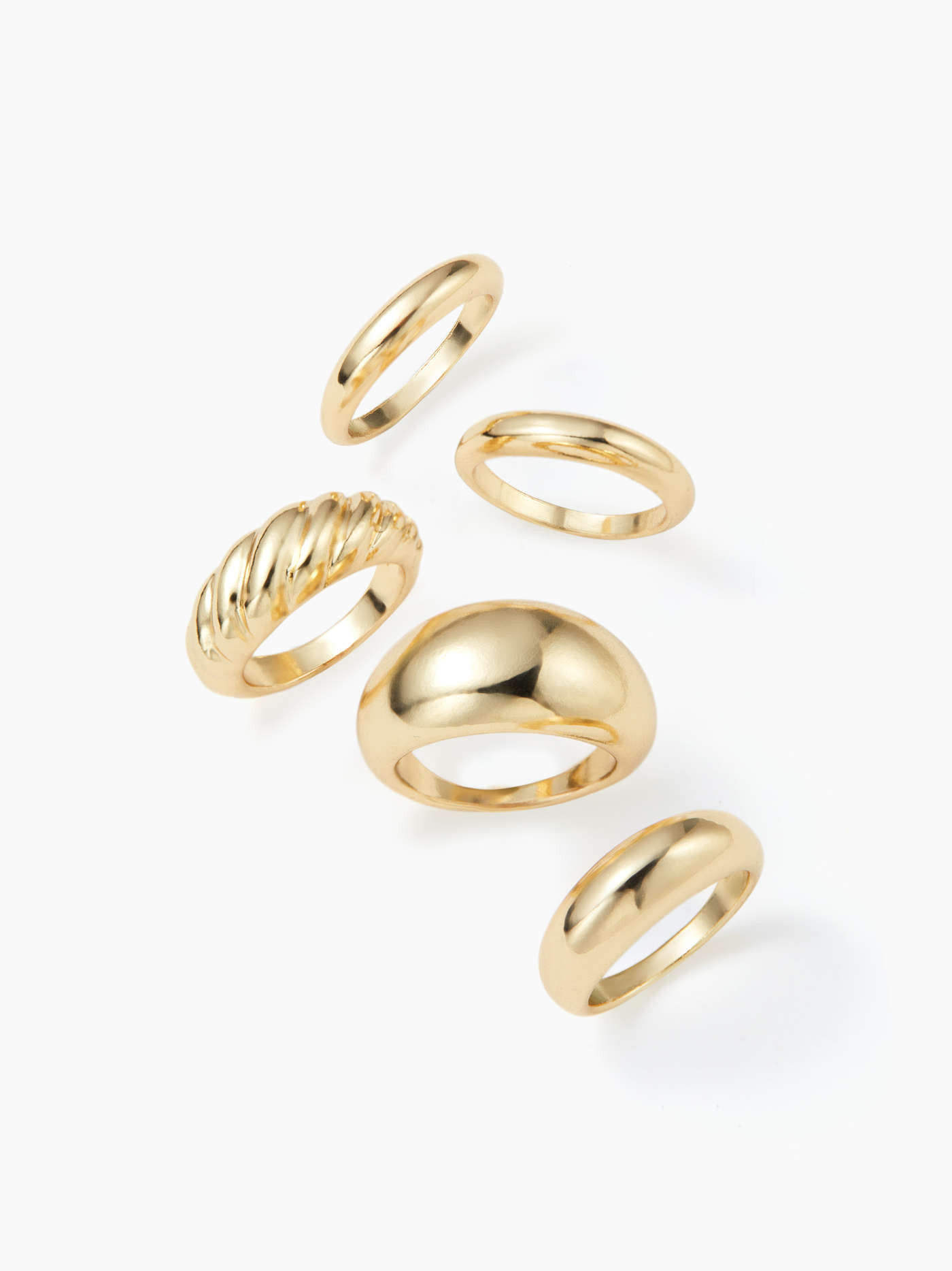 5PCS TWISTED & CROISSANT  RING SET | Cider