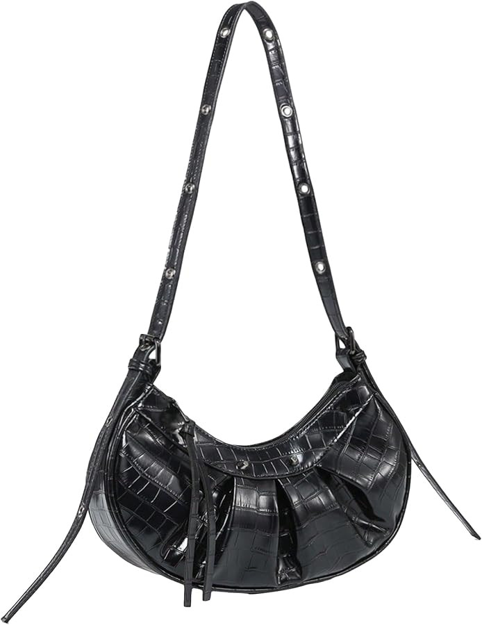 SHENHE Women's Casual Hobo Shoulder Bag Y2K PU Leather Ruched Zipper Clutch Handbag | Amazon (US)
