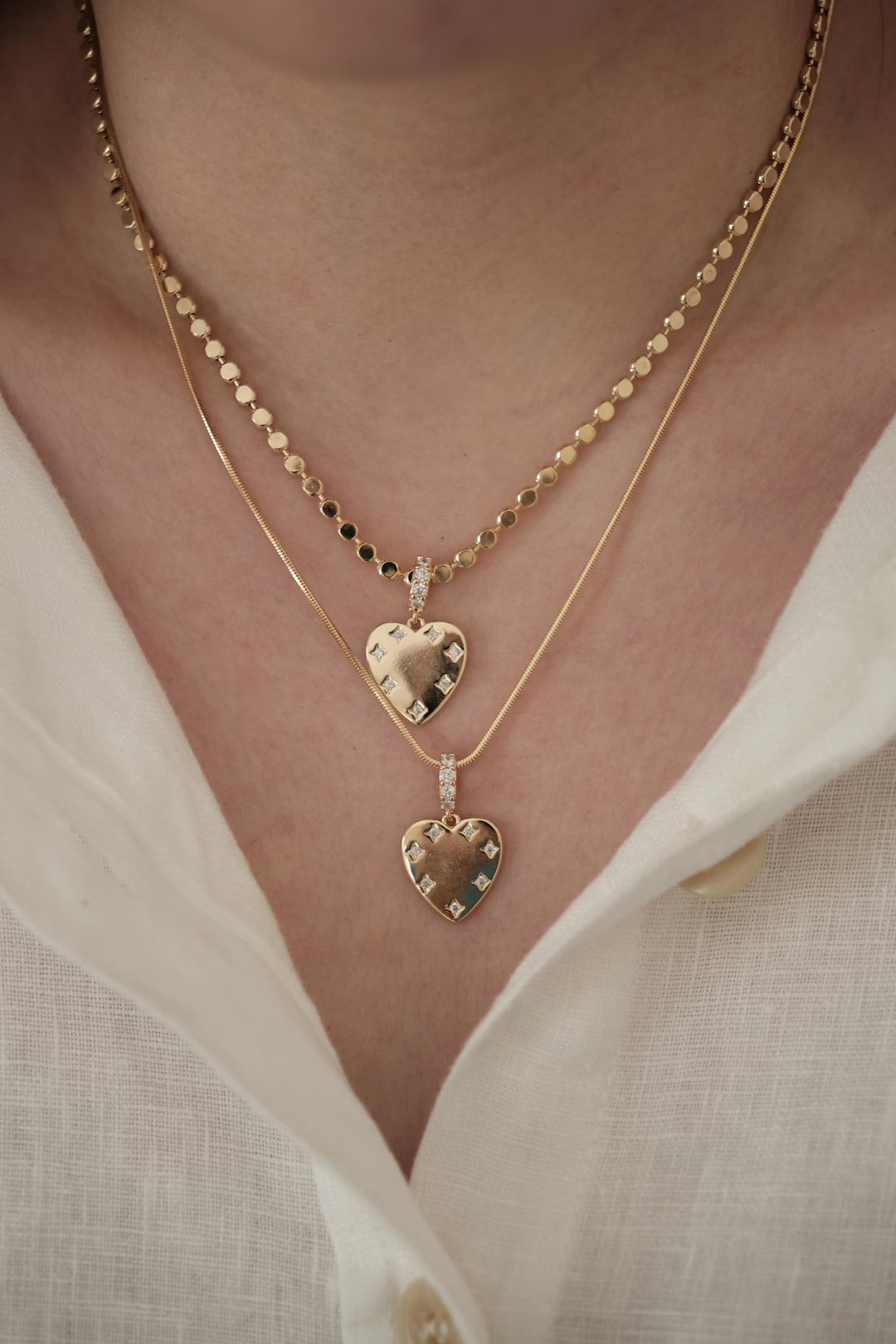 Sunflower Necklace. 18K Gold Filled Chain Necklace. Bow Necklace. Flower Shape. Layered Necklace,... | Etsy (US)