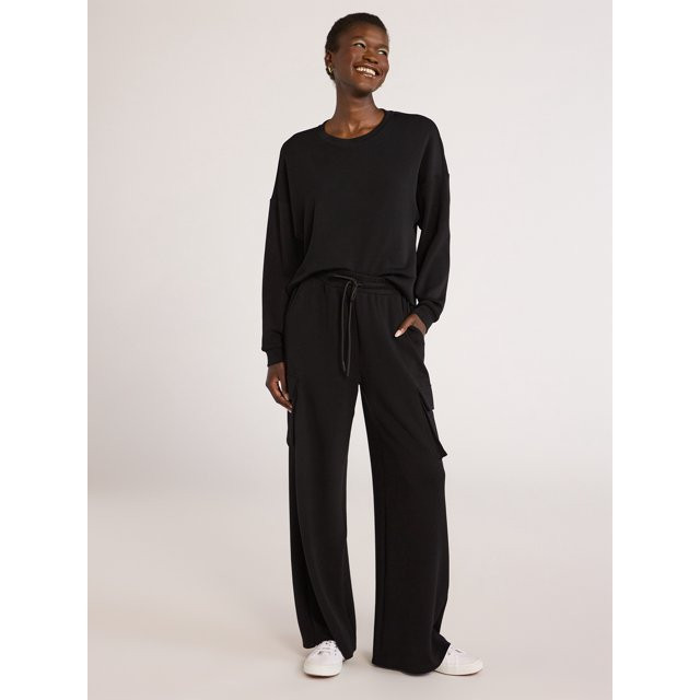 Scoop Women's Ultimate ScubaKnit Wide Leg Cargo Pants, Sizes XS-XXL | Walmart (US)