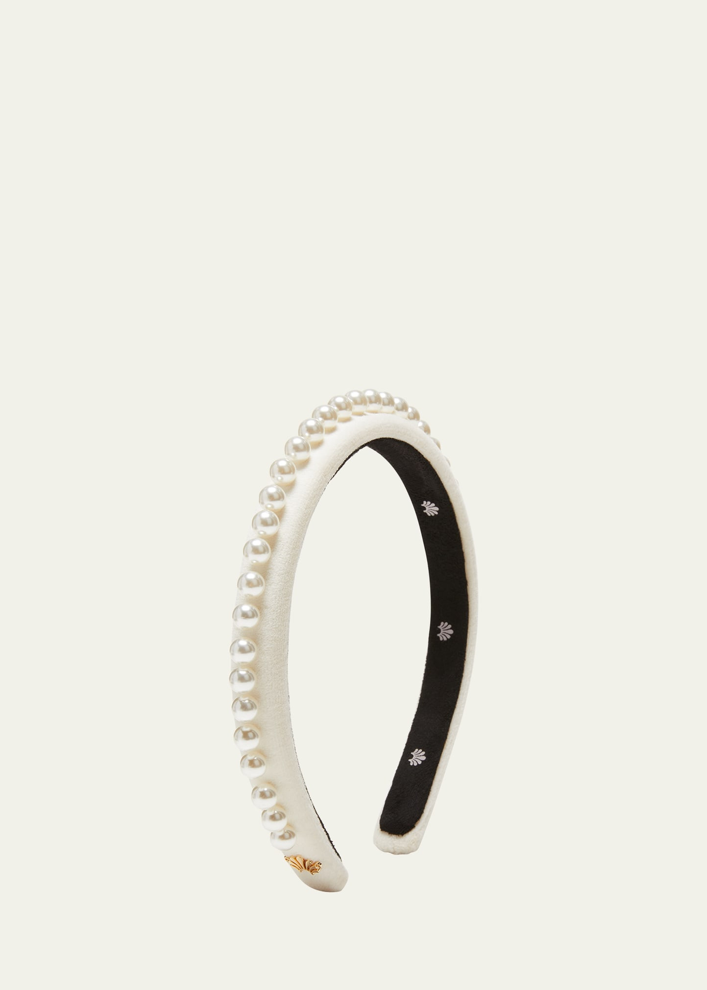 Pearly Embellished Gigi Velvet Headband | Bergdorf Goodman