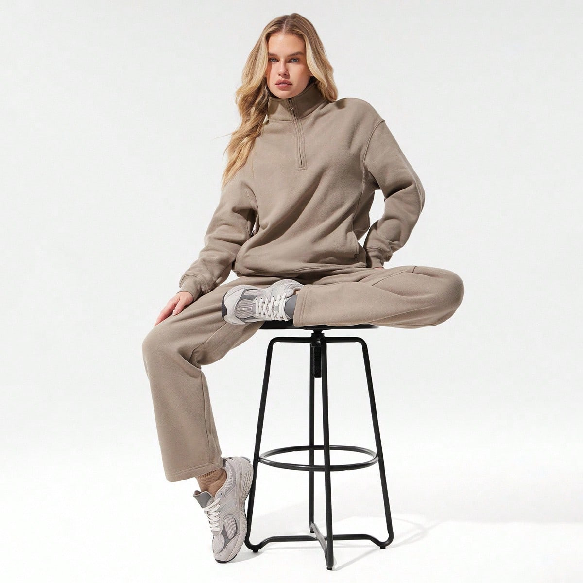 GLOWMODE 30'' Everyday Fleece Wide Leg Adjustable Drawstring Waist Basic Joggers Sweatpants With Side Pockets Daily Casual Fall Winter | SHEIN