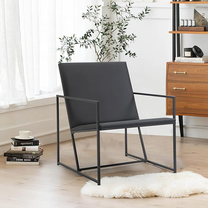 ECOTOUGE Mid-Century Modern Accent Chairs (24” x28” x21”), Leather Retro Arm Chair with Met... | Amazon (US)