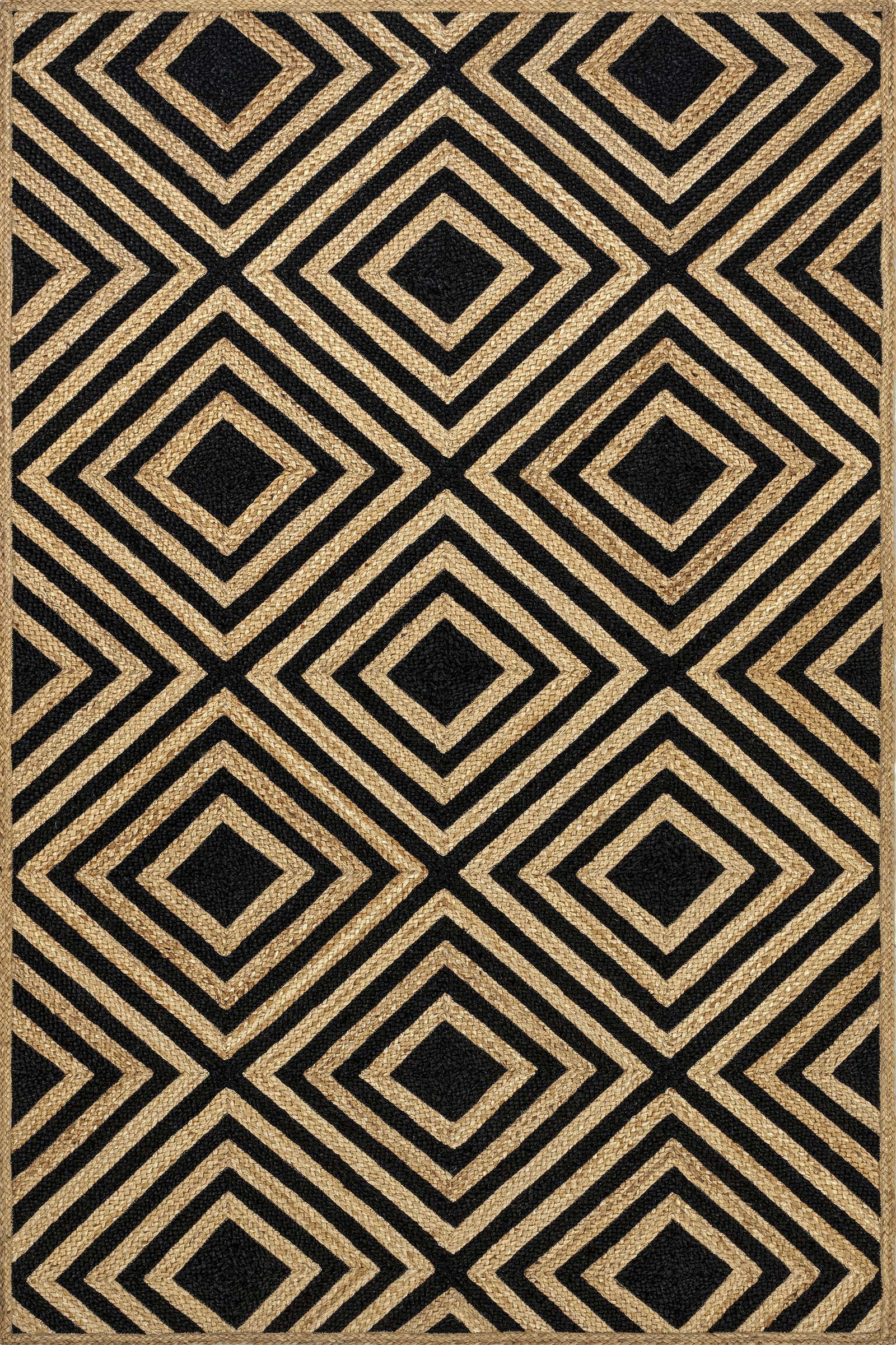 Dogwood Tiled Jute Rug | Black | Rugs USA