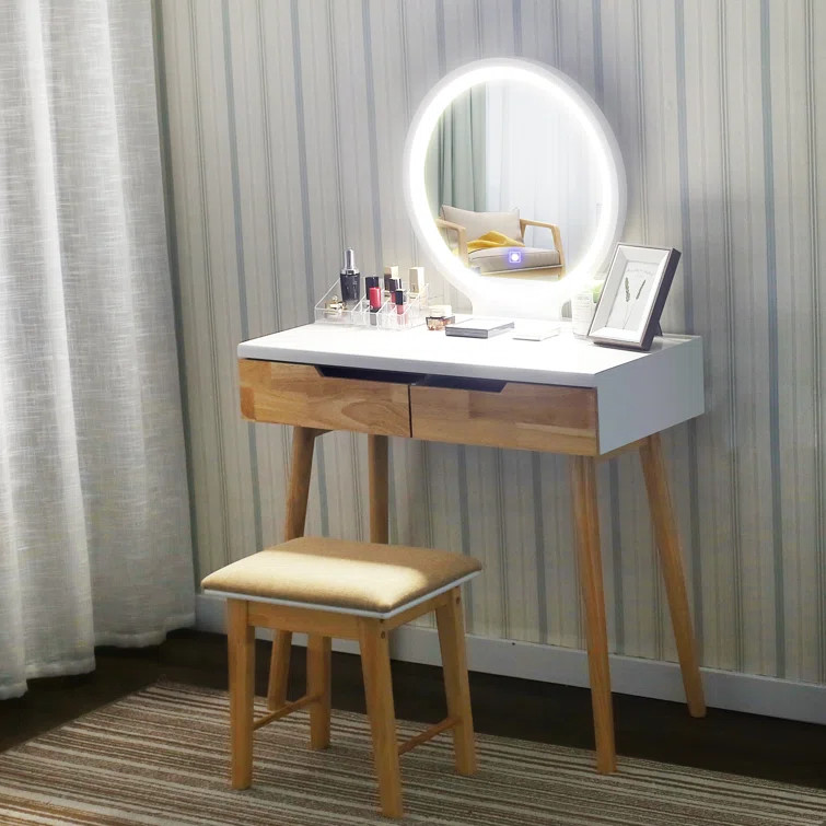 Hansell 31.5'' Wide Vanity Set with Stool and Mirror | Wayfair North America
