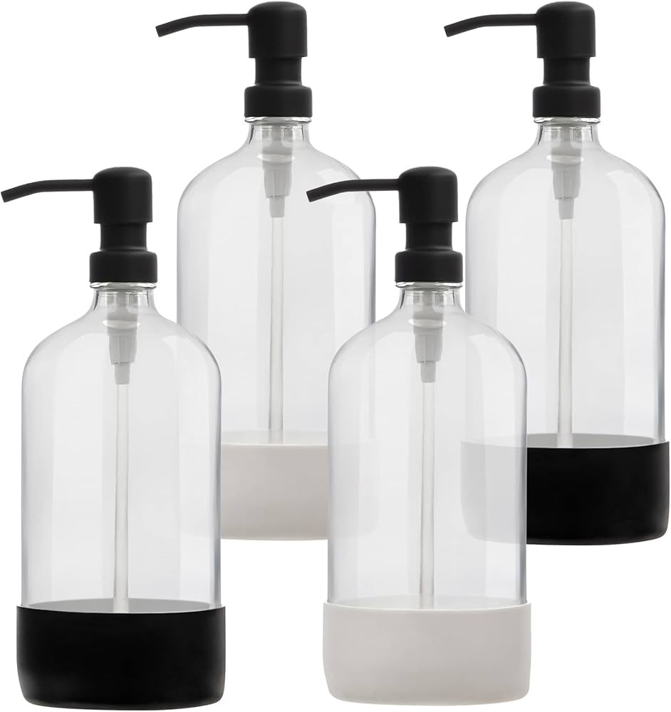 32 oz Glass Pump Bottles - Rustproof Stainless Steel Pump, Silicone Sleeves - Modern Farmhouse Vi... | Amazon (US)