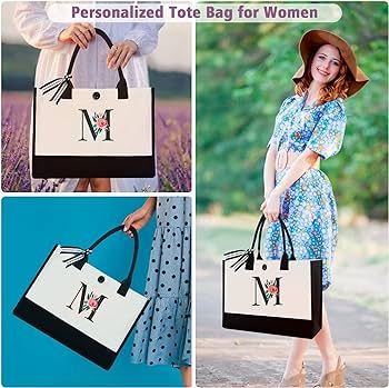 Binggemen Personalized Initial Canvas Tote Bag, Monogrammed Gifts Bag for Wedding,Birthday, Brida... | Amazon (US)