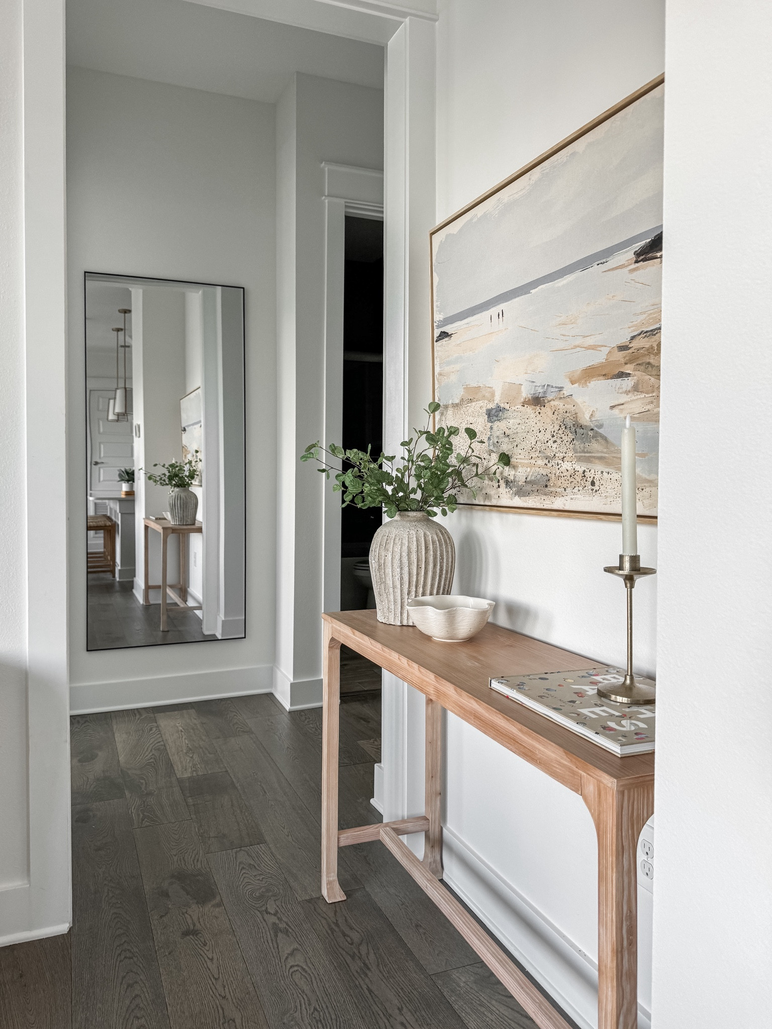 Coastal console table styling in our beach home! I also LOVE this mounted wall mirror from Amazon - such a steal and amazing quality!!! 

#LTKStyleTip #LTKSaleAlert #LTKHome