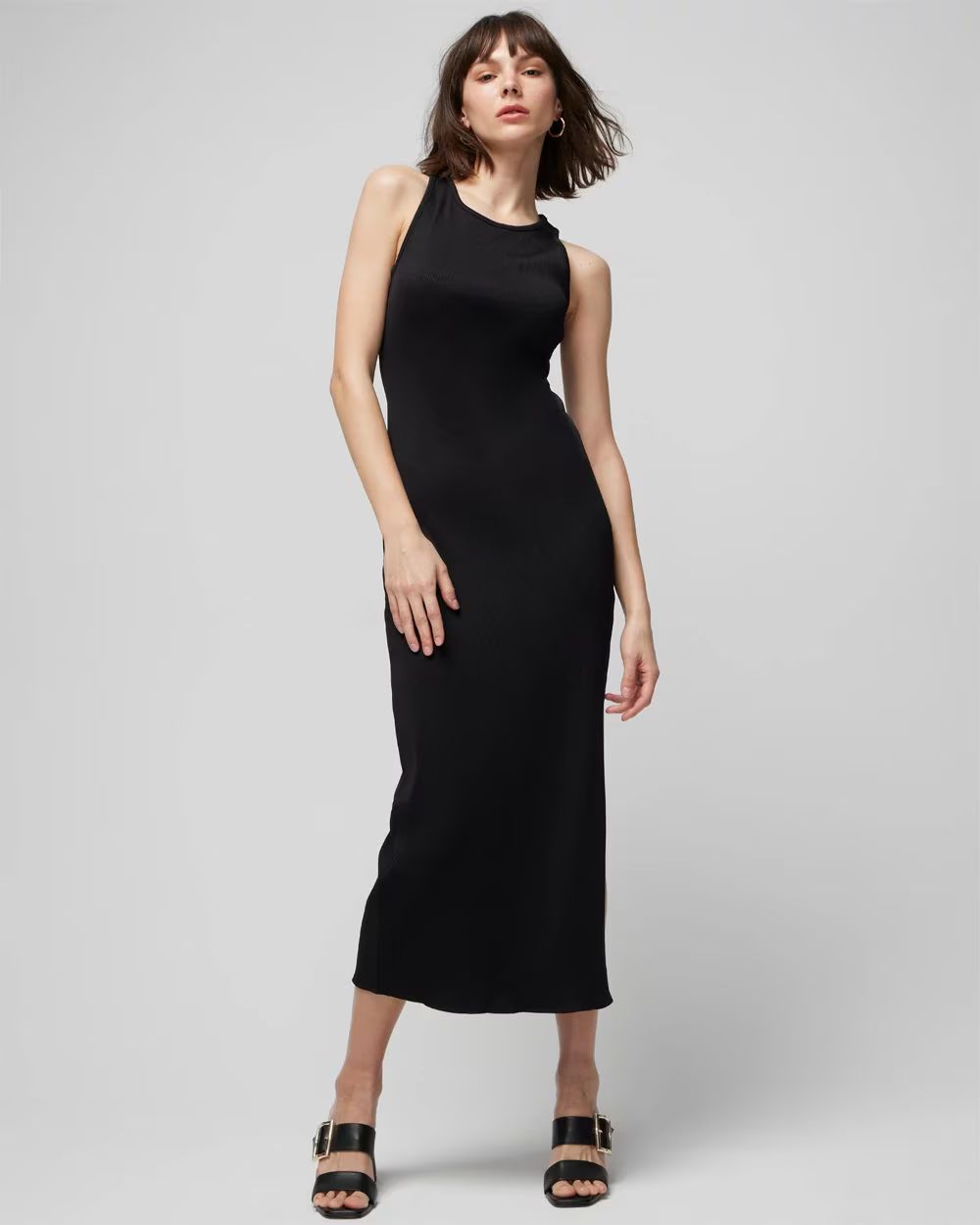 WHBM® FORME Rib Sleeveless Midi Dress | White House Black Market