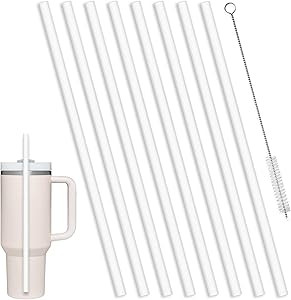 8 Pack Replacement Straws Compatible with Stanley 40/30 oz Cup Tumbler, Reusable Plastic Straws w... | Amazon (US)