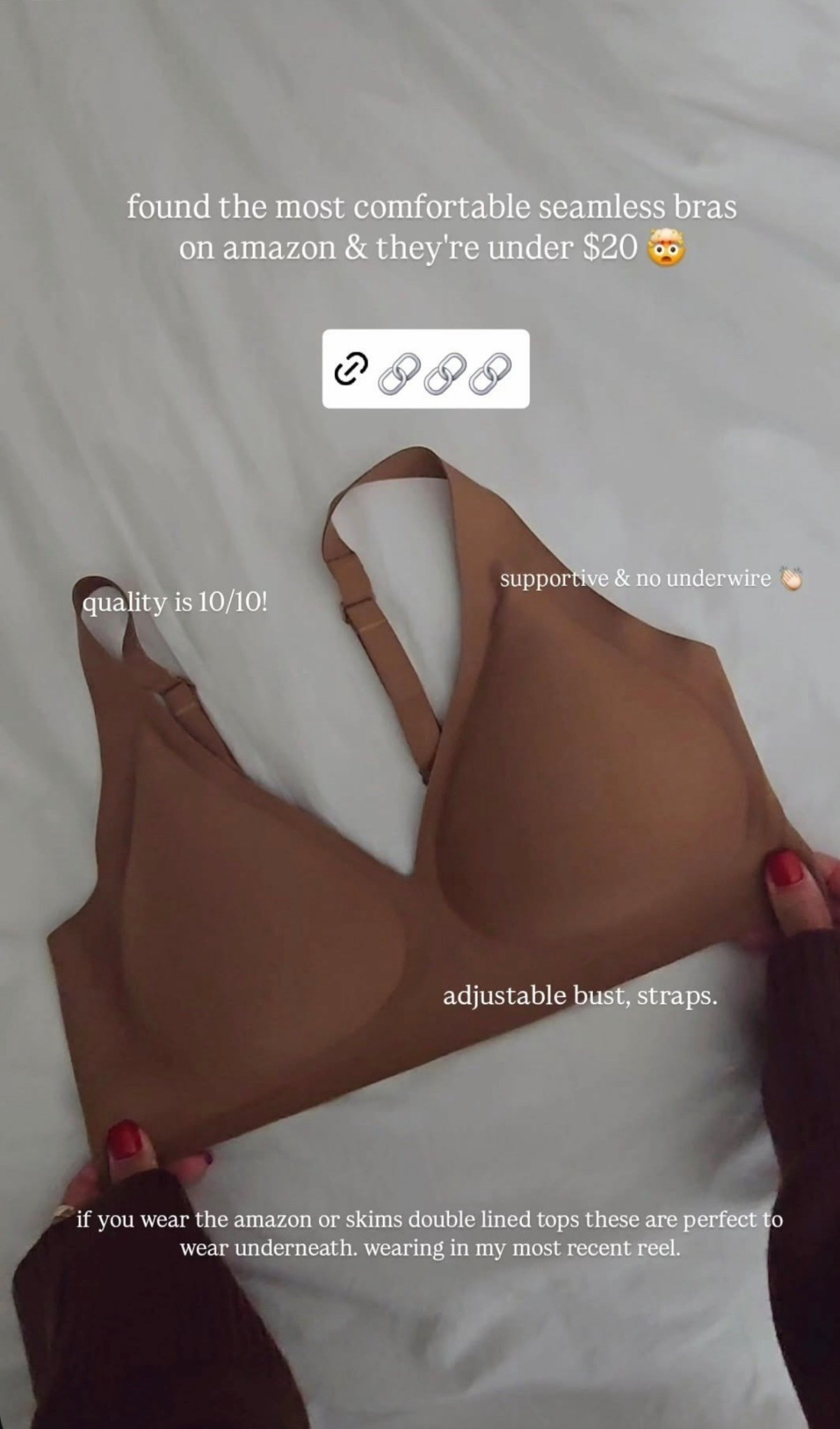 the most comfortable seamless bras from amazon!! i'm a 34D + went with a M. these are supportive, have adjustable straps, no underline + come with an extender for the bust area. 👏🏻 amazon, amazon must have @amazon #founditonamazon 

#LTKgrwm #LTKootd