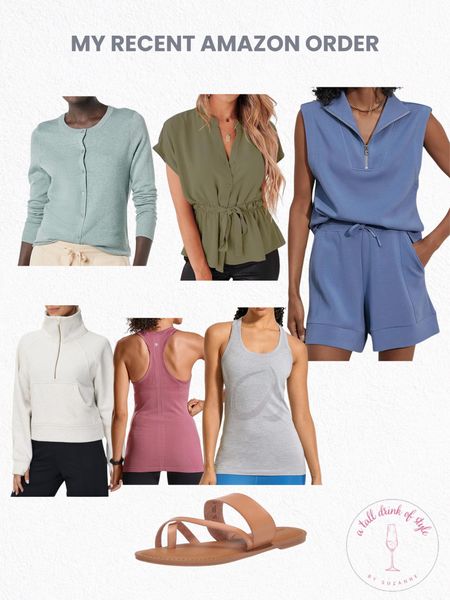 My recent order and try on from Amazon
Amazon essentials cardigan, tie waist cap sleeve blouse, blue matching set shorts and top, scuba zip collar sweatshirt, workout tanks, sandals

fashion for women over 50, tall fashion, smart casual, work outfit, workwear, timeless classic outfits, timeless classic style, classic fashion, jeans, date night outfit, dress, spring outfit

spring dress, spring outfit, spring fashion, spring outfit ideas, spring outfits, cute spring outfits, spring outfit, spring fashion,

summer style, summer wedding guest, white dress, sandals, summer outfit, summer fashion, summer outfit ideas, summer concert outfit, 

#LTKfitness #LTKfindsunder50 #LTKover40